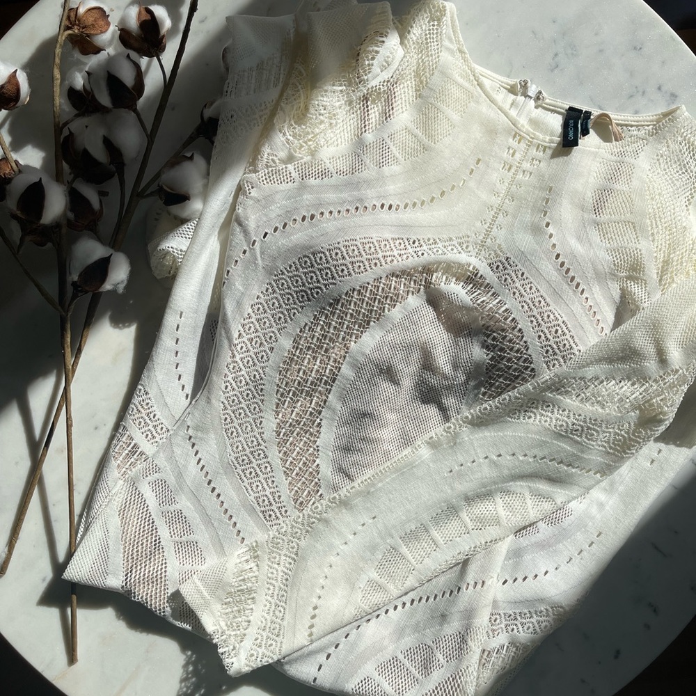 Marciano - White Lace Boho Dress, S